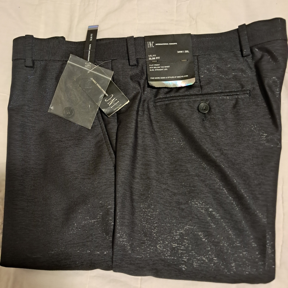 INC International Concepts Men's Charcoal Flat Front Slacks